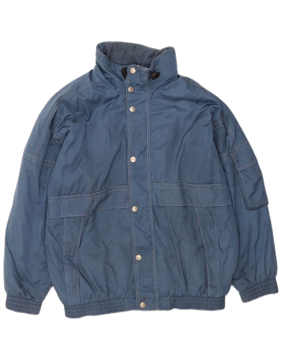 Vintage Mens Loose Fit Windbreaker Jacket UK 40 Large Blue Polyester