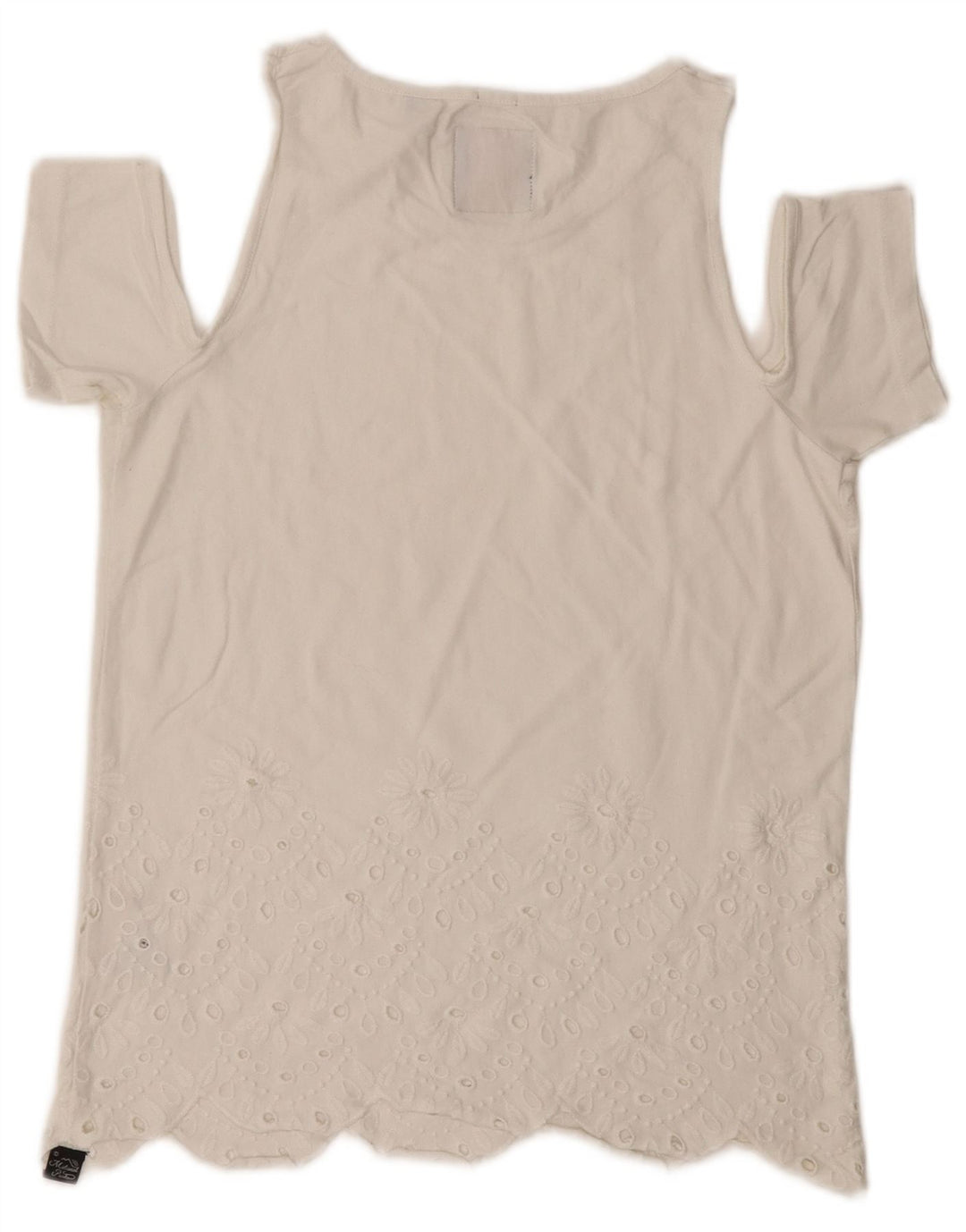 Superdry Womens Regular Fit T-Shirt Top UK 6 XS Off White Cotton