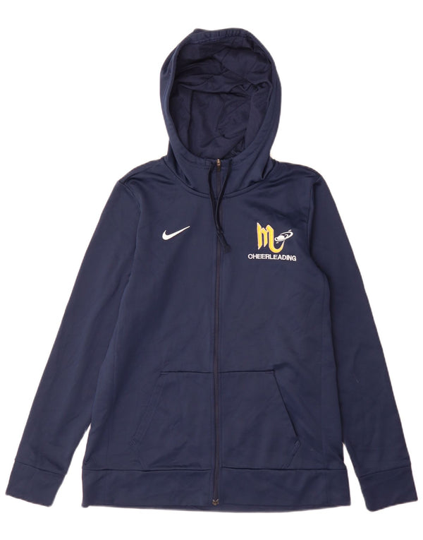 Nike Womens Mars Cheerleading Zip Hoodie Sweater UK 12 Medium Navy Blue