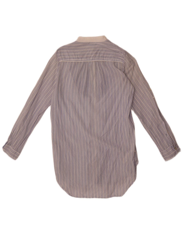 Zara Womens Long Sleeve Shirt Dress UK 6 XS Blue Striped Cotton