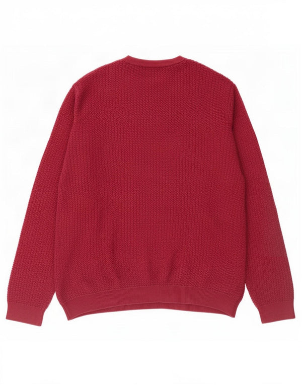 Marks & Spencer Mens Crew Neck Jumper Sweater Large Burgundy Cotton