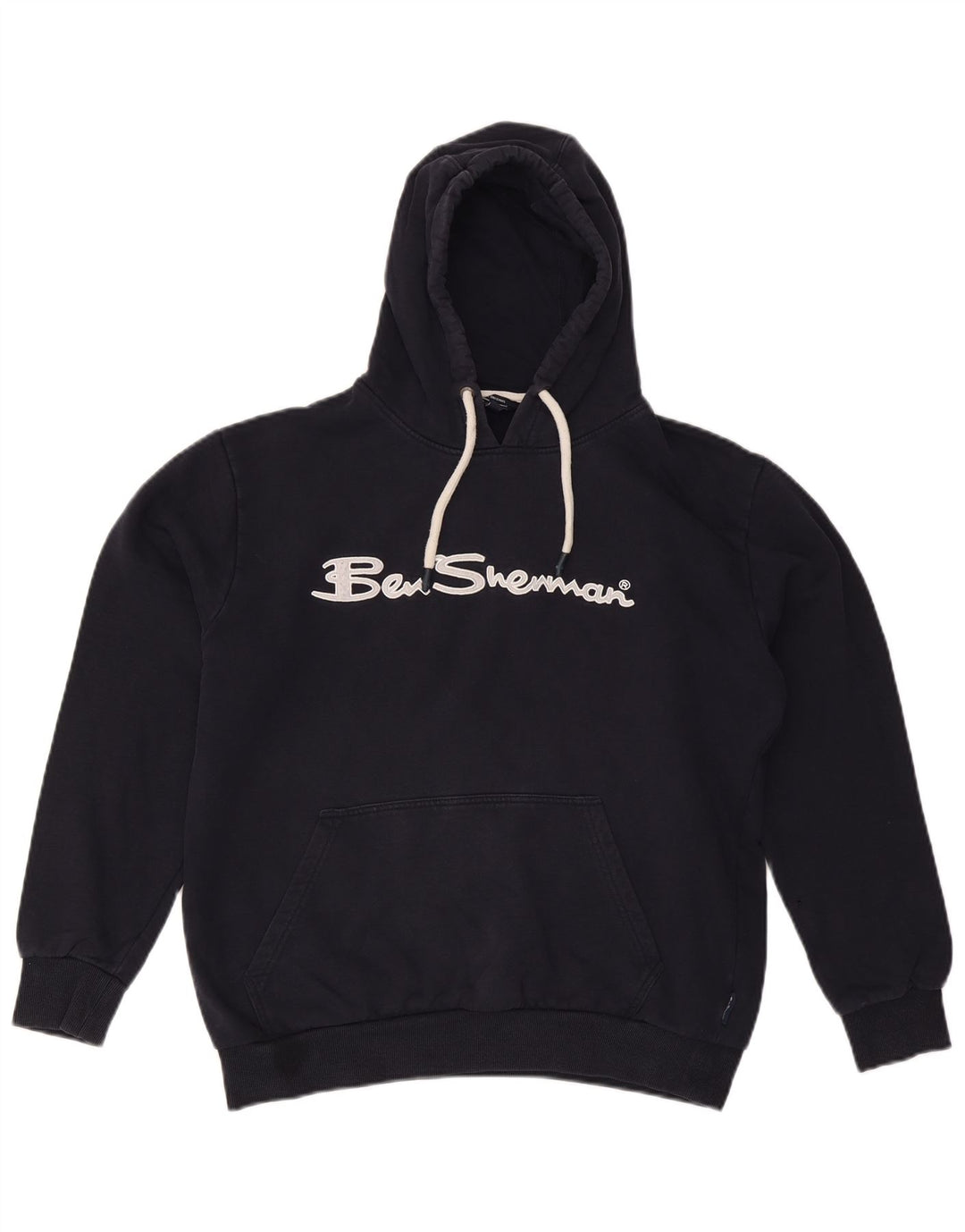 BEN SHERMAN Womens Oversized Graphic Hoodie Jumper UK 16 Large Navy Blue