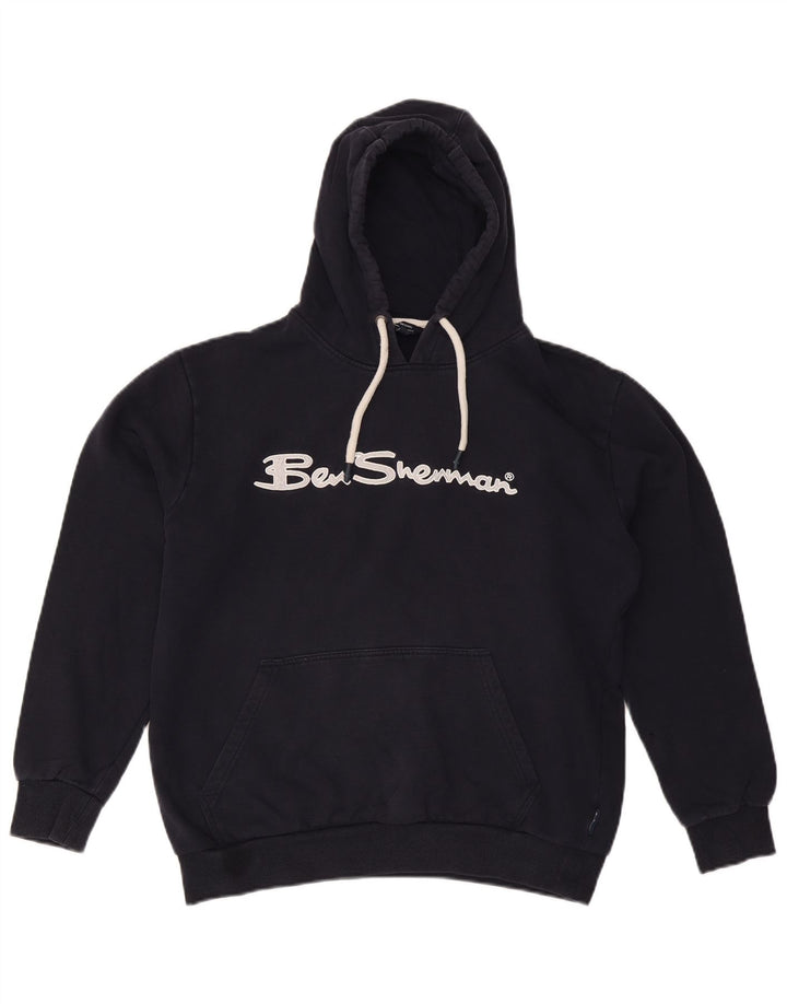 BEN SHERMAN Womens Oversized Graphic Hoodie Jumper UK 16 Large Navy Blue