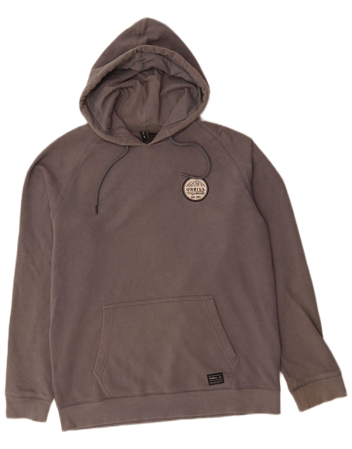 O'NEILL Mens Hoodie Jumper Large Grey Cotton