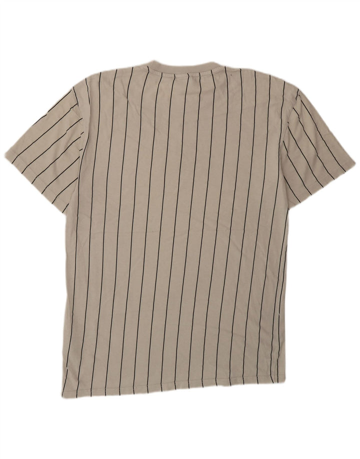 KARL KANI Mens Graphic T-Shirt Top Small Beige Striped Cotton