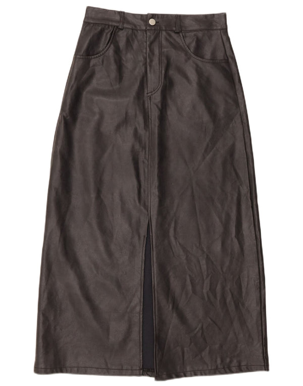 Vintage Womens Faux Fur Skirt Small W26  Black Polyurethane