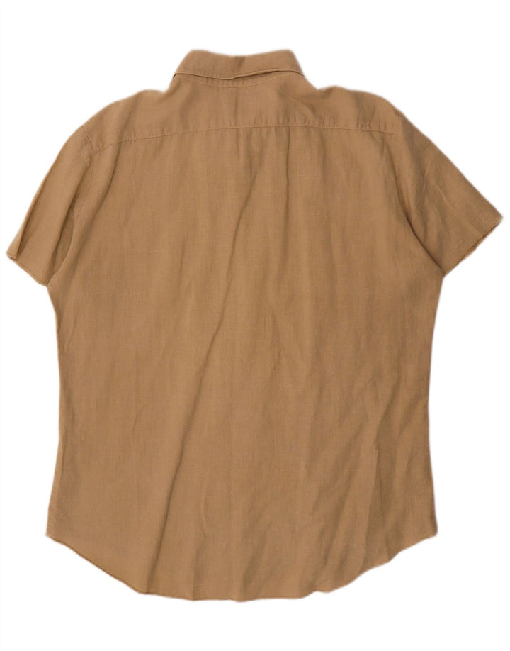 Energie Mens Short Sleeve Shirt Medium Beige Linen