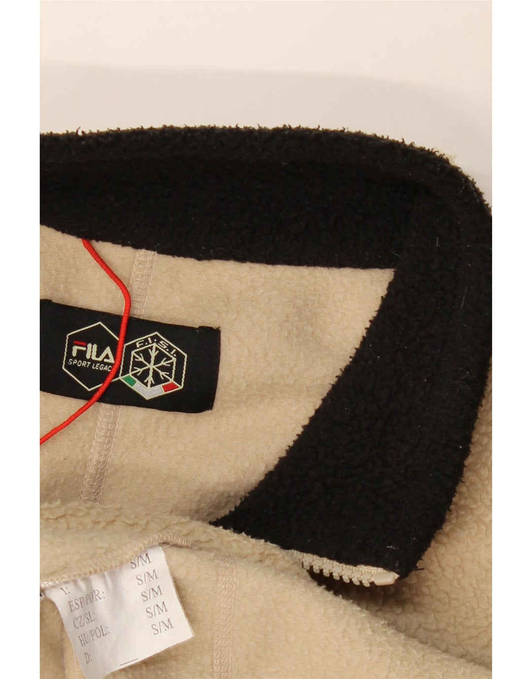 FILA Mens Fleece Jacket UK 36 Small Beige Colourblock Polyester