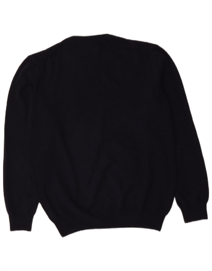 Gant Mens Crew Neck Jumper Sweater Large Navy Blue Lambswool
