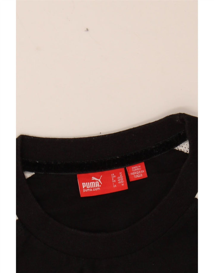 PUMA Mens Graphic T-Shirt Top Medium Black Colourblock Cotton Vintage Puma and Second-Hand Puma from Messina Hembry 