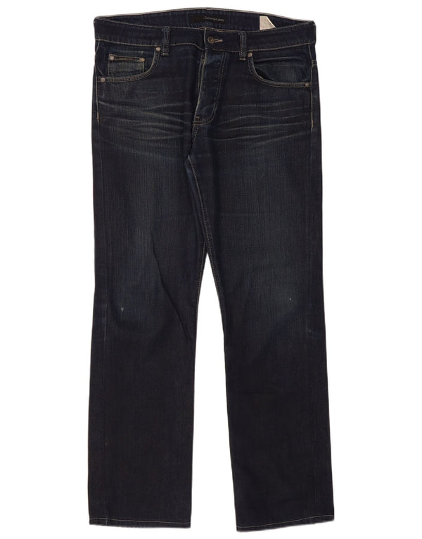 Calvin Klein Mens Straight Jeans W33 L34 Navy Blue Cotton