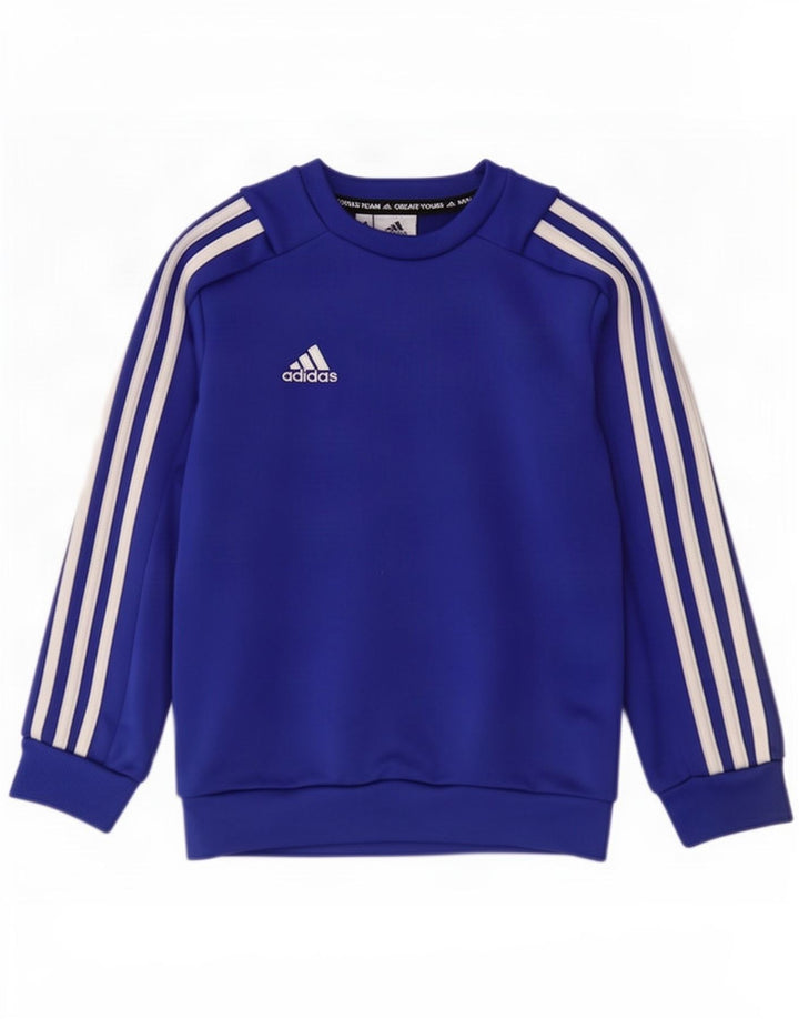 Adidas Boys Sweatshirt Jumper 7-8 Years Blue Polyester