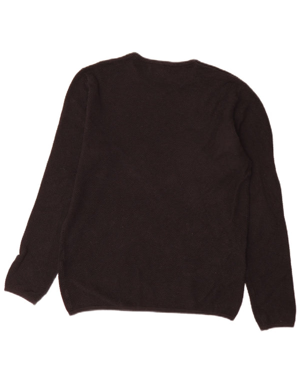 Zara Mens Crew Neck Jumper Sweater Large Black Cotton