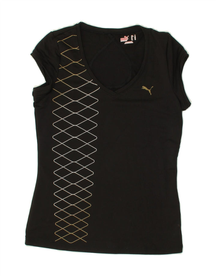 PUMA Womens T-Shirt Top UK 10 Small Black Polyester Vintage Puma and Second-Hand Puma from Messina Hembry 
