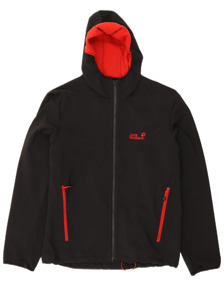 JACK WOLFSKIN Mens Hooded Windbreaker Jacket UK 34 Small Black Polyester