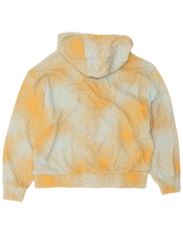Adidas Womens Oversized Zip Hoodie Sweater UK 6 XS Yellow Tie Dye