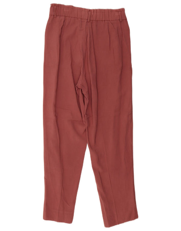 Zara Womens High Waist Tapered Chino Trousers Small W26 L26  Burgundy