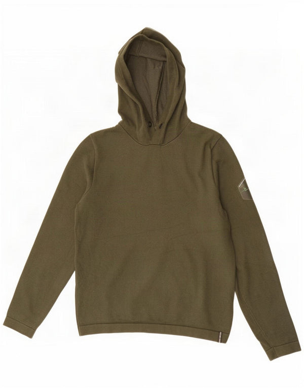 Jack & Jones Mens Hooded Jumper Sweater Small Khaki Cotton