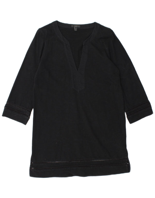 J. Crew Womens 3/4 Sleeve Tunic Dress UK 14 Medium Black Cotton