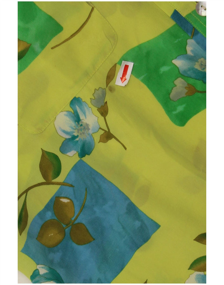 CHERIE Womens See Through Short Sleeve Shirt Blouse IT 48 XL Green Floral