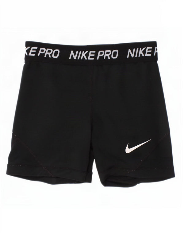 Nike Girls Dri Fit Graphic Sport Shorts 10-11 Years Medium Black Polyester