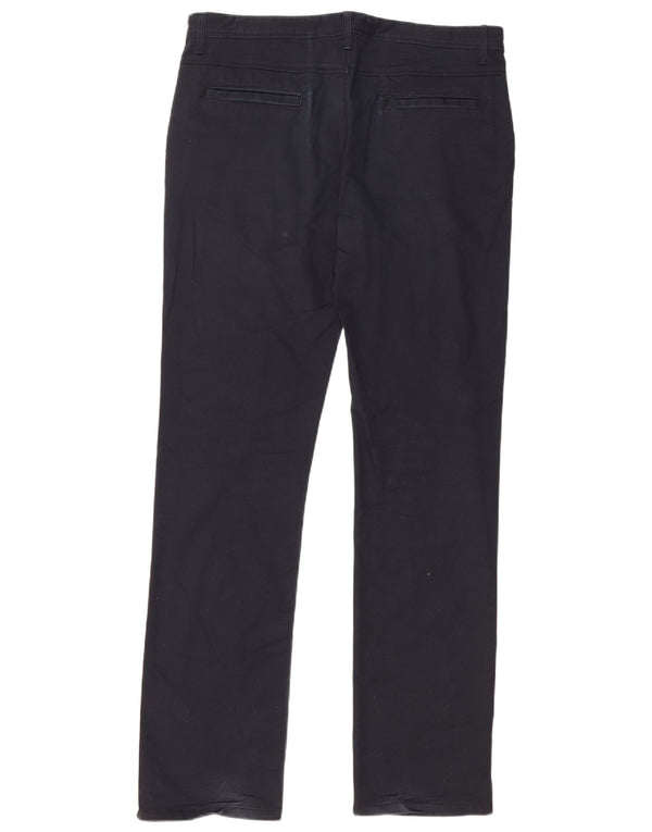 Zara Mens Straight Chino Trousers EU 44 Large W34 L34 Navy Blue Cotton