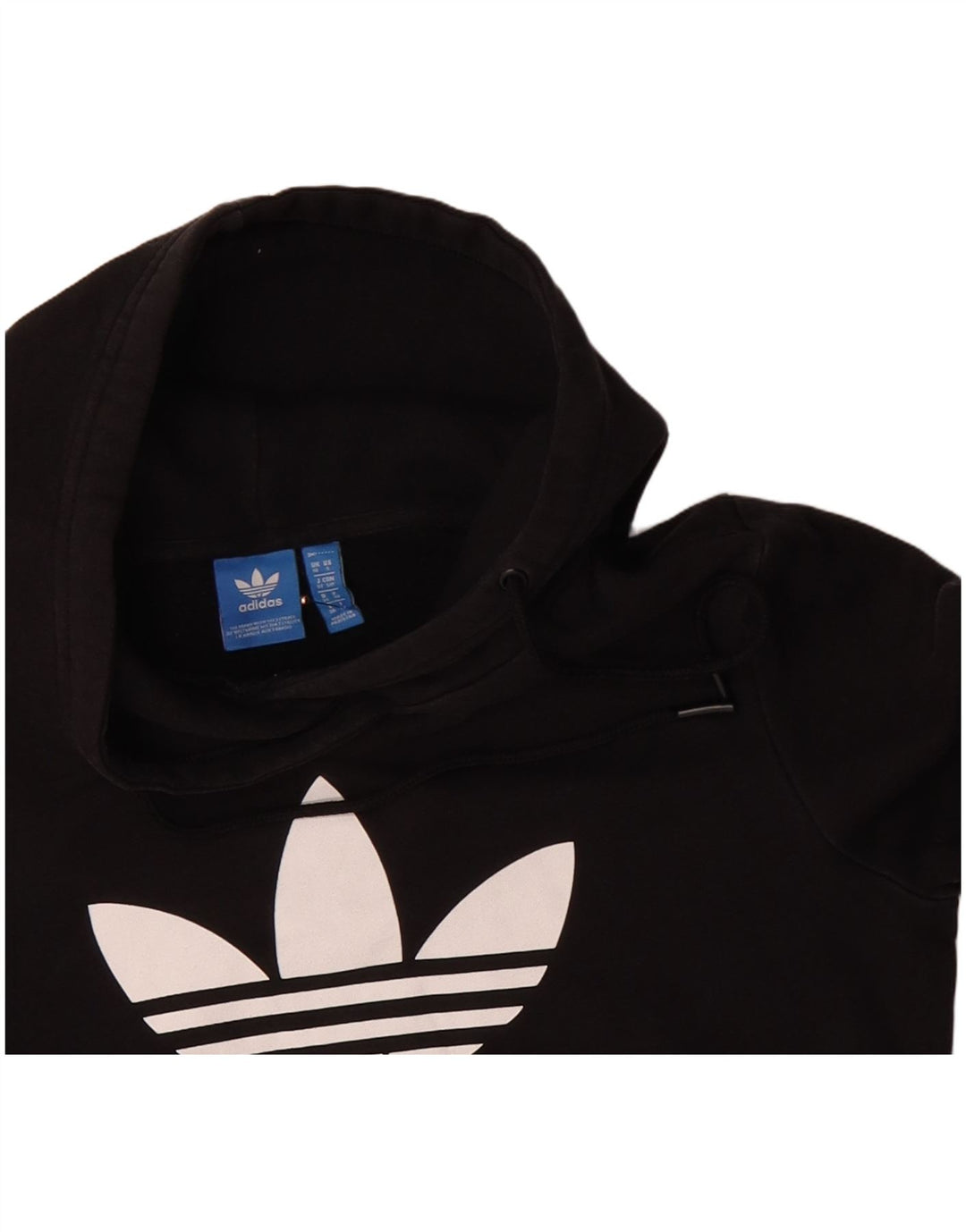 ADIDAS Womens Graphic Oversized Hoodie Jumper UK 10 Small Black Polyester