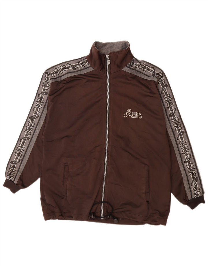 ASICS Mens Graphic Tracksuit Top Jacket Medium Brown Colourblock Polyester