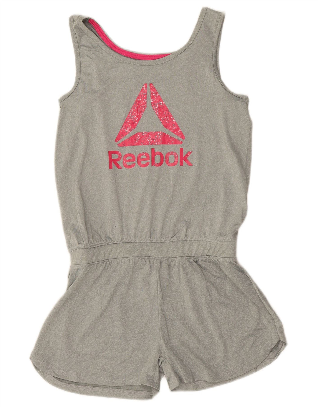 Reebok Girls Graphic Sleeveless Playsuit 14-15 Years XL Grey Polyester