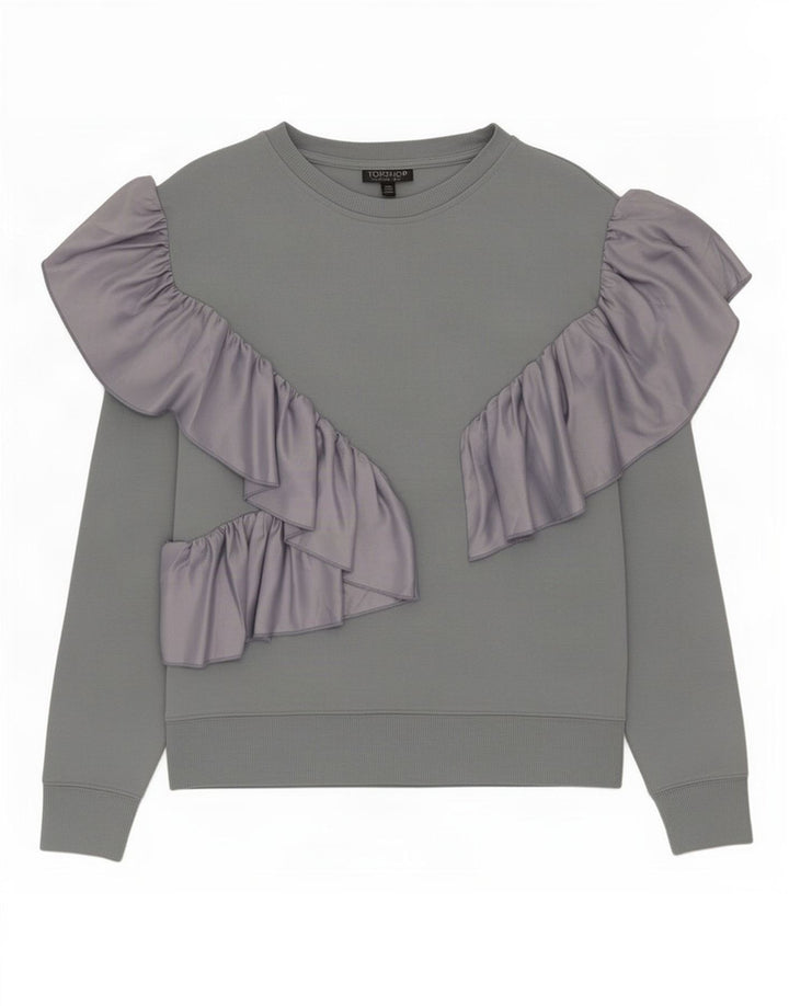 Topshop Womens Sweatshirt Jumper UK 10 Small Grey Polyester