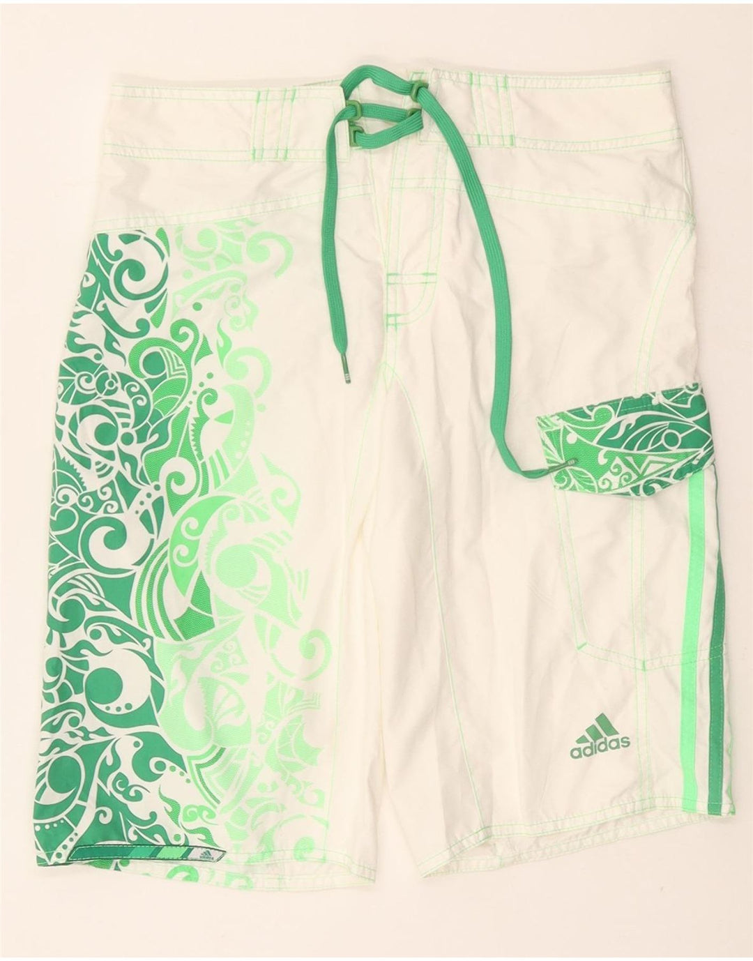 ADIDAS Mens Swimming Shorts XS  White Paisley Polyester