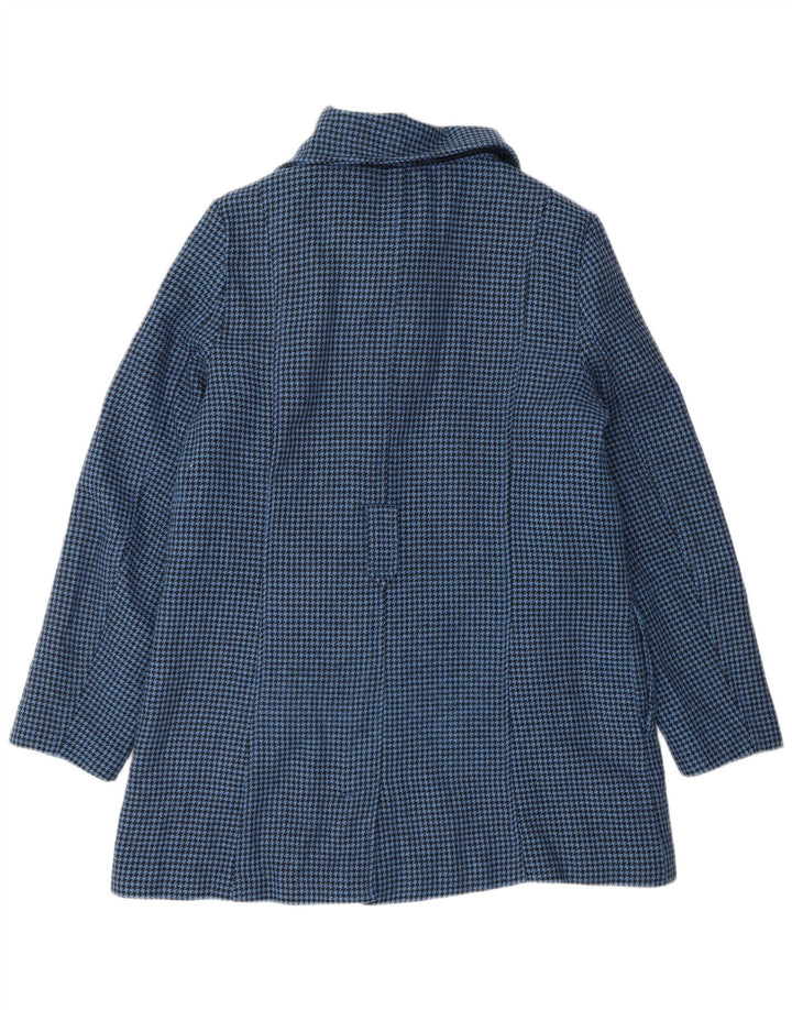 LEVI'S Womens Double Breasted Coat UK 16 Large Blue Houndstooth Wool