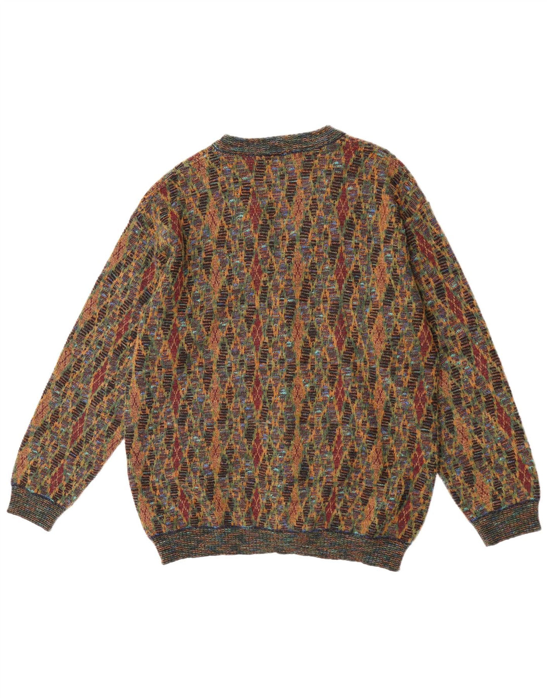 Suspence Mens Cardigan Sweater Medium Multicoloured Argyle/Diamond