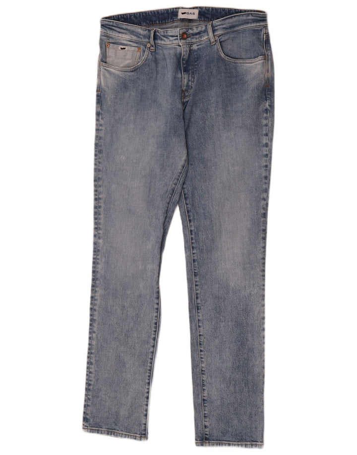 Gas Mens Slim Jeans W33 L32 Blue Cotton