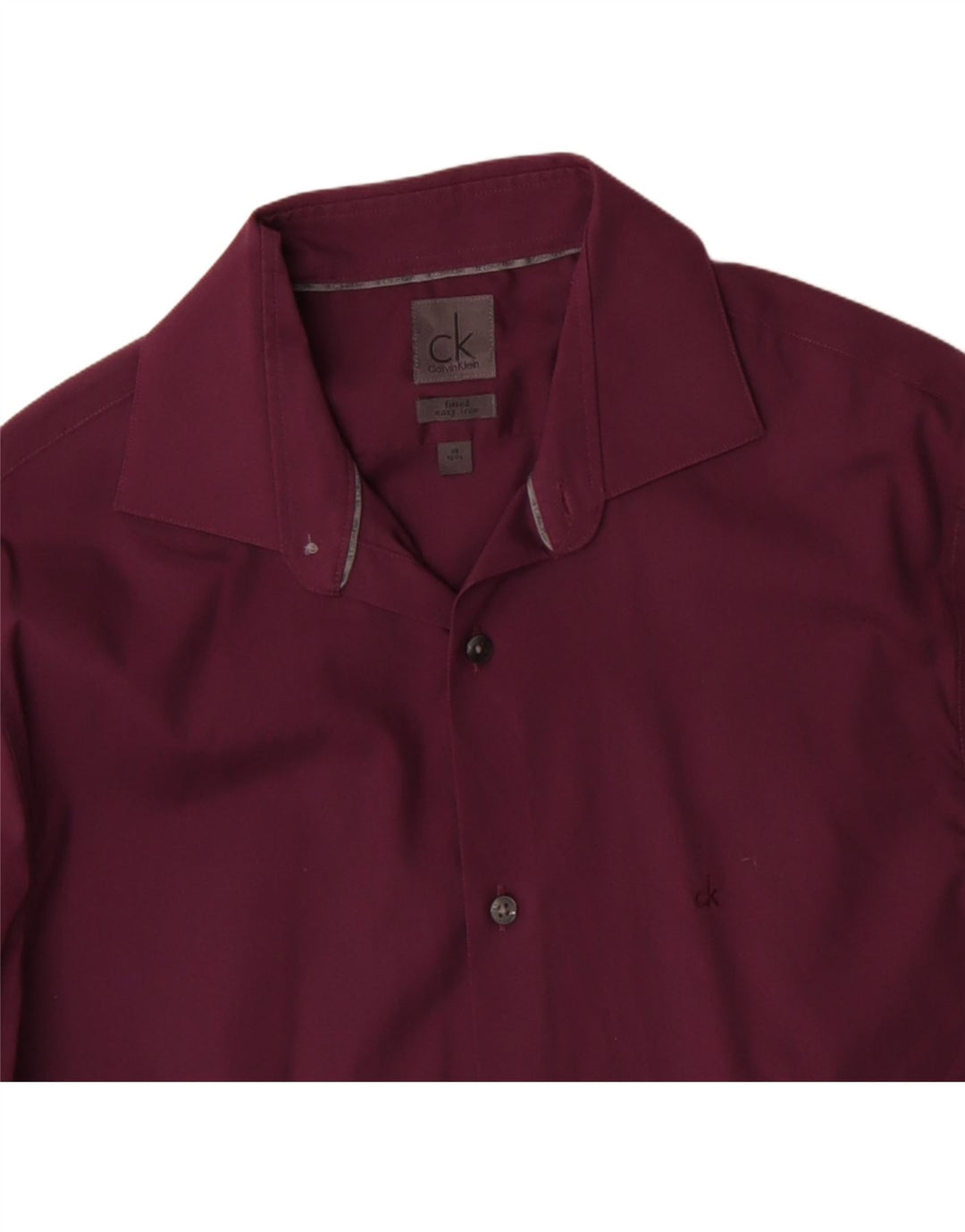 CALVIN KLEIN Mens Fitted Shirt Size 39 15 1/2 Medium Burgundy Cotton