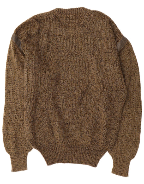 Vintage Mens Crew Neck Jumper Sweater Medium Khaki Flecked