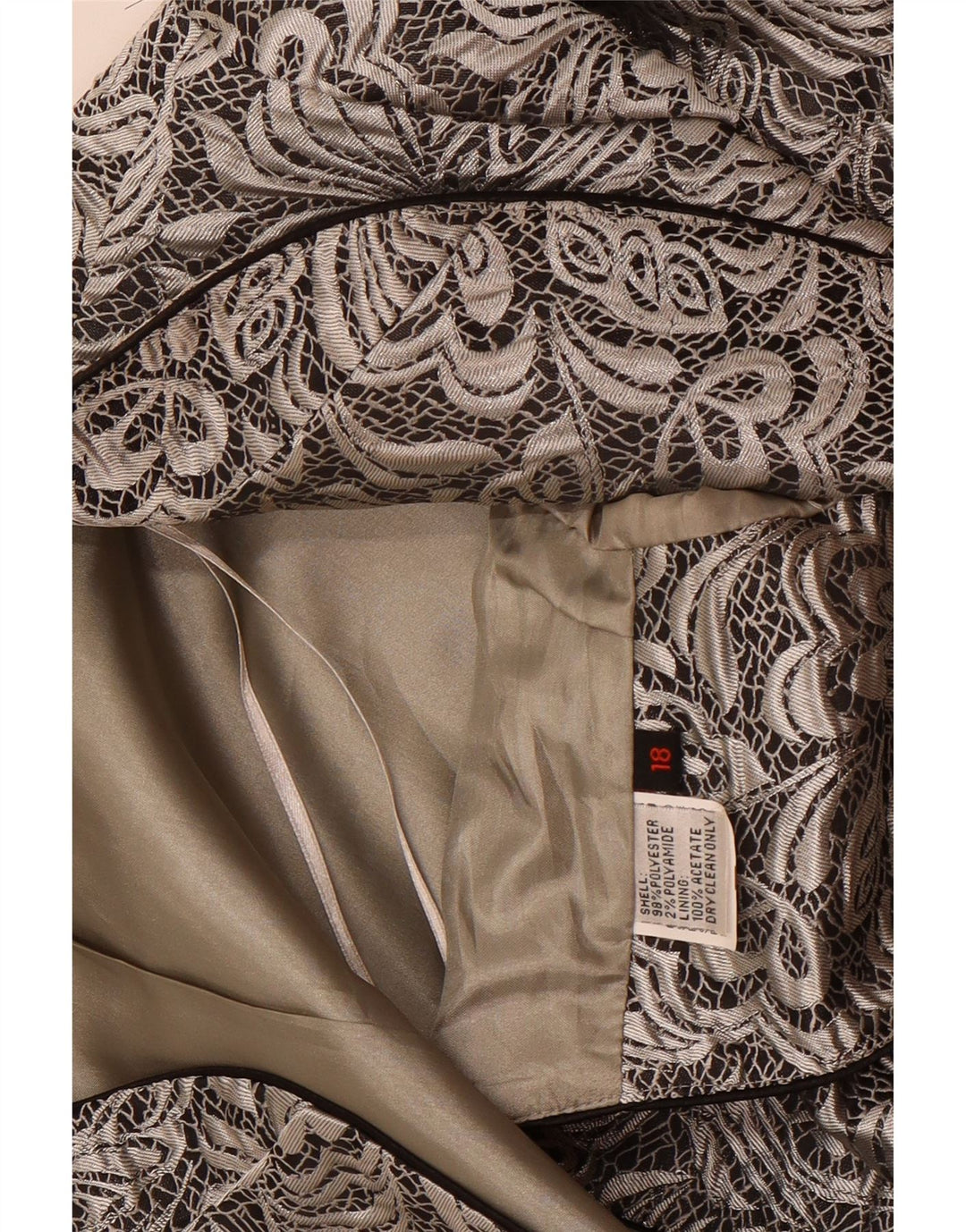 Vintage Womens Bolero Jacket UK 18 XL Grey Floral Polyester