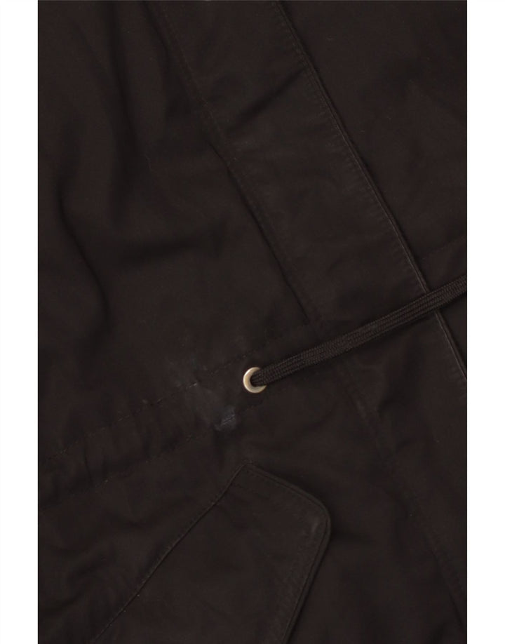 Zara Womens Hooded Parka Jacket UK 14 Medium Black Polyester