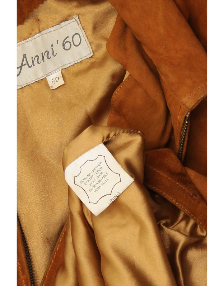 Vintage Mens Suede Jacket IT 50 Large Brown Leather