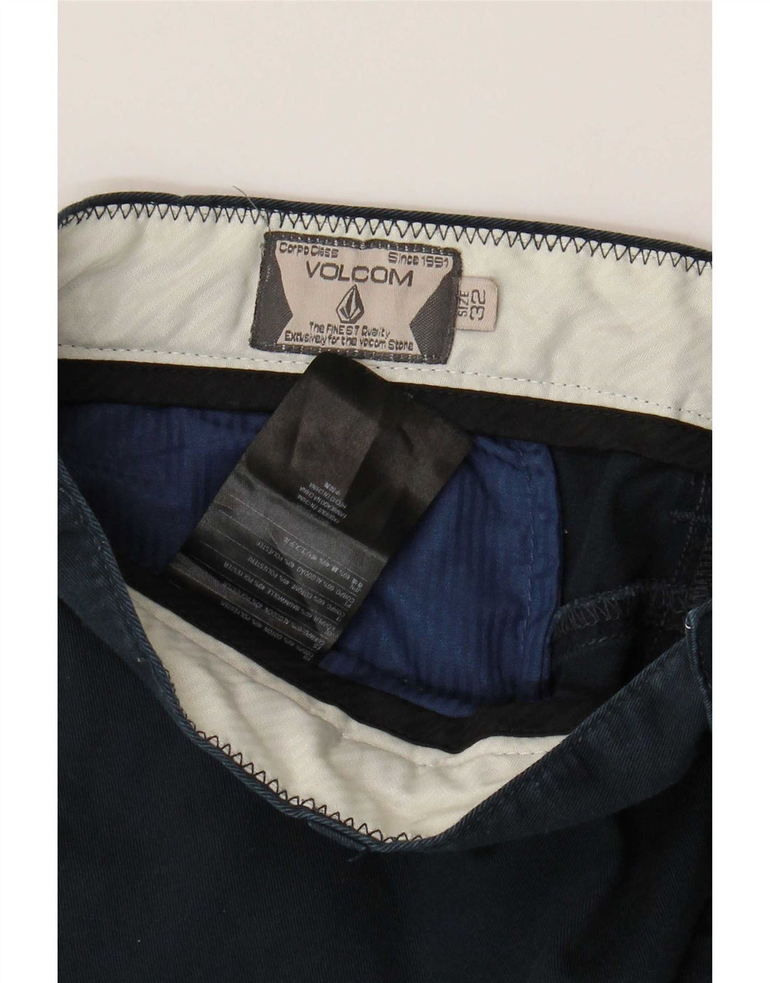 Volcom Mens Chino Shorts W32 Medium Navy Blue Cotton