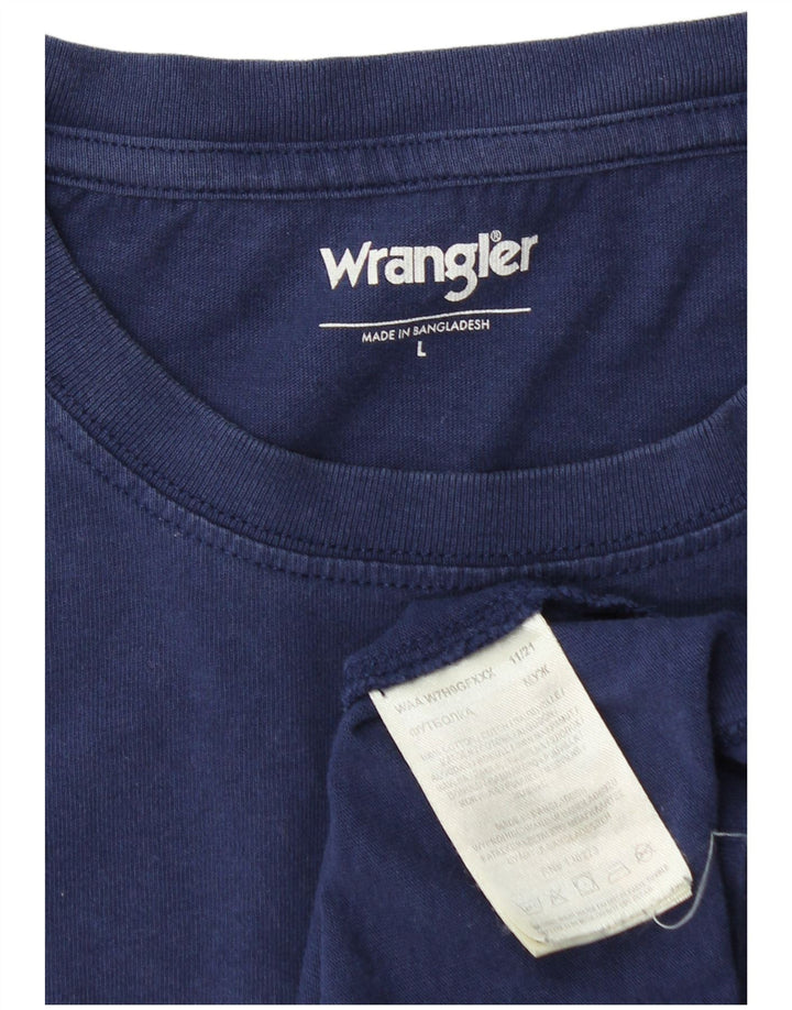 WRANGLER Mens T-Shirt Top Large Navy Blue Cotton