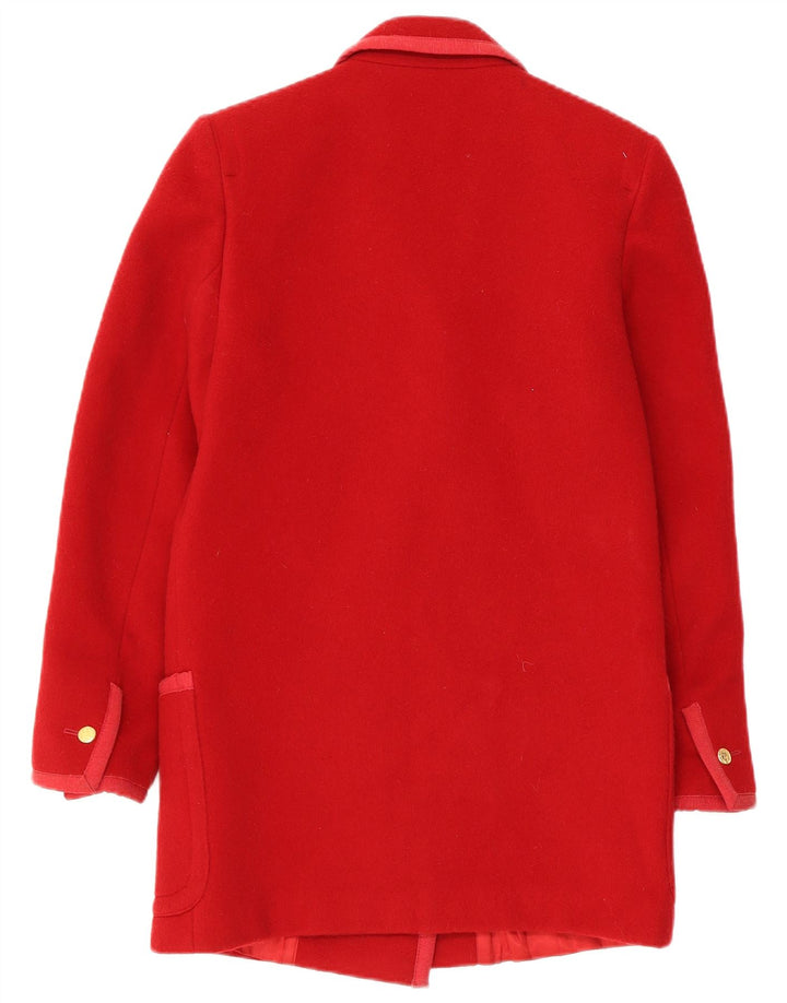 Les Copains Womens Double Breasted Coat UK 10 Small Red Wool