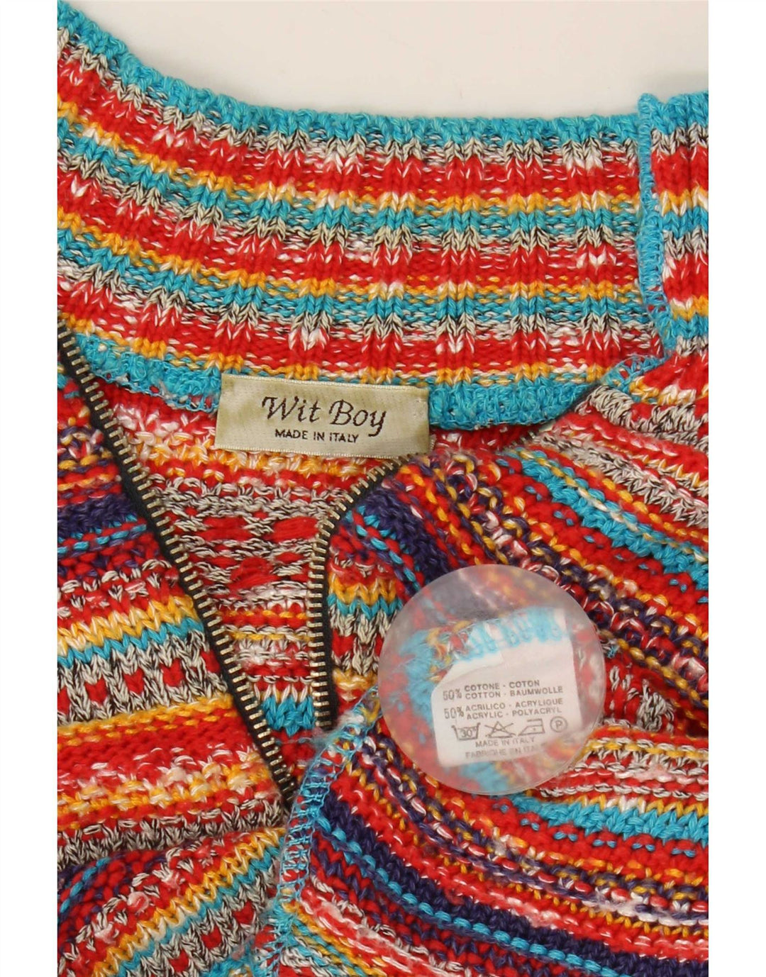 Wit Boy Womens Crop Cardigan Sweater UK 12 Medium Multicoloured Striped