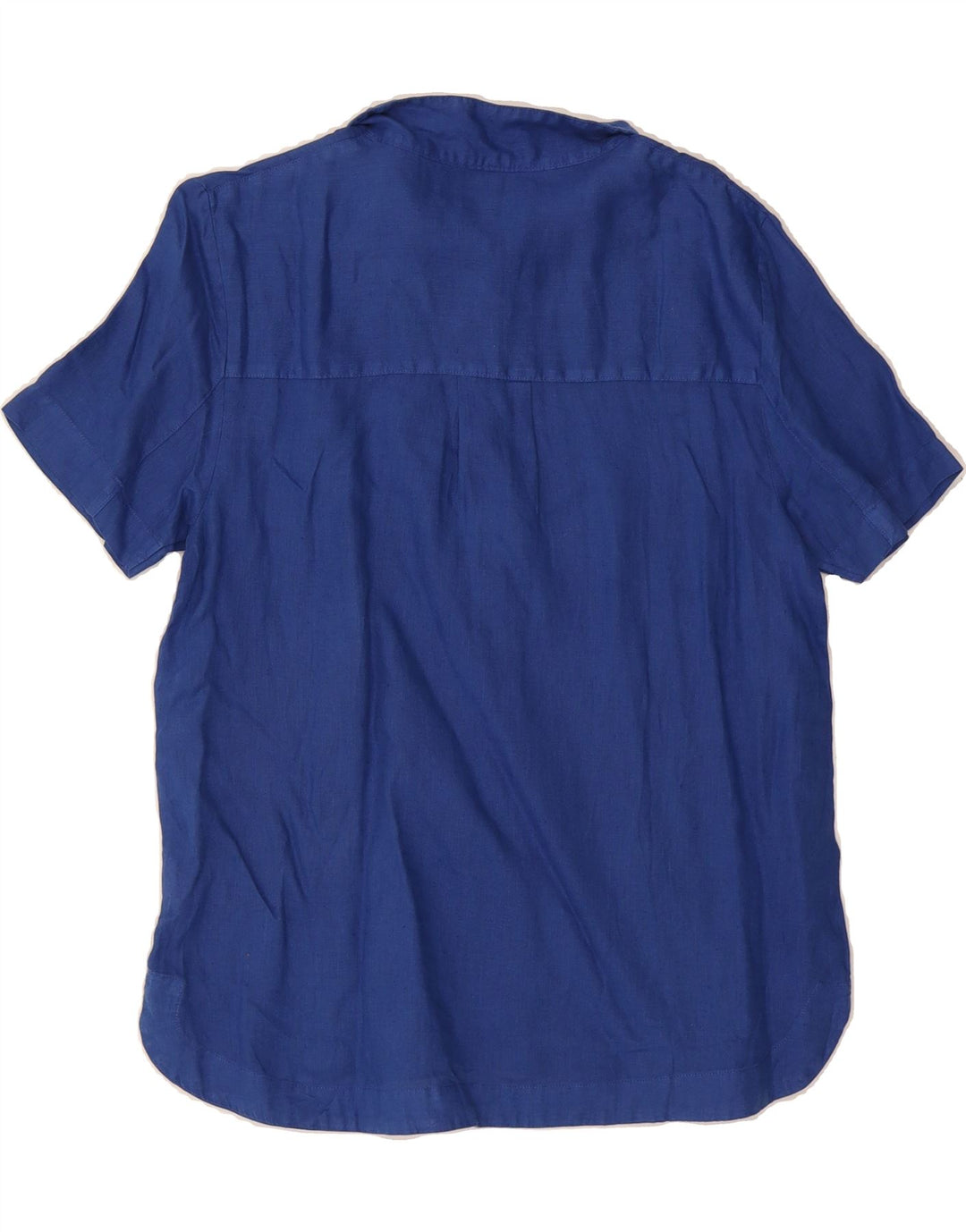 DACK'S Womens Short Sleeve Pullover Shirt UK 14 Large Blue Linen Vintage Dack's and Second-Hand Dack's from Messina Hembry 