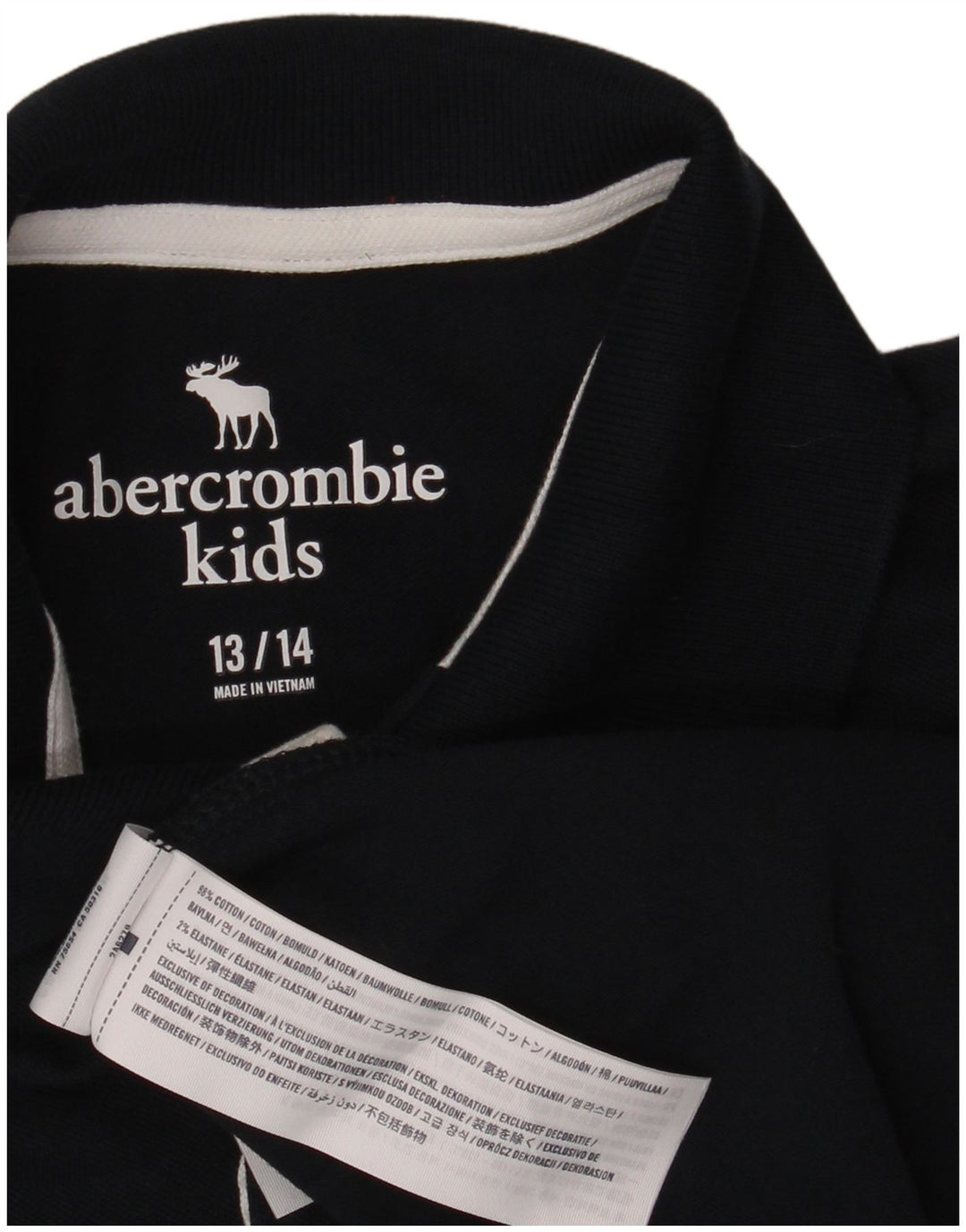 ABERCROMBIE & FITCH Boys Polo Shirt 13-14 Years Navy Blue Cotton