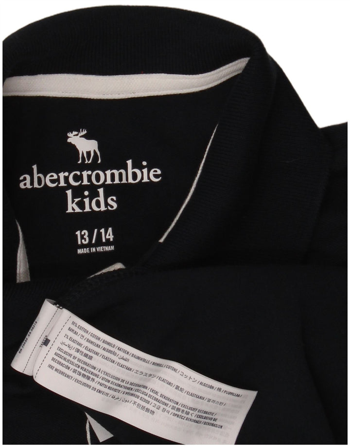 ABERCROMBIE & FITCH Boys Polo Shirt 13-14 Years Navy Blue Cotton