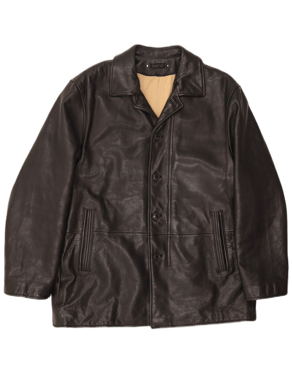 VINTAGE Mens Leather Jacket UK 46 3XL Black Leather