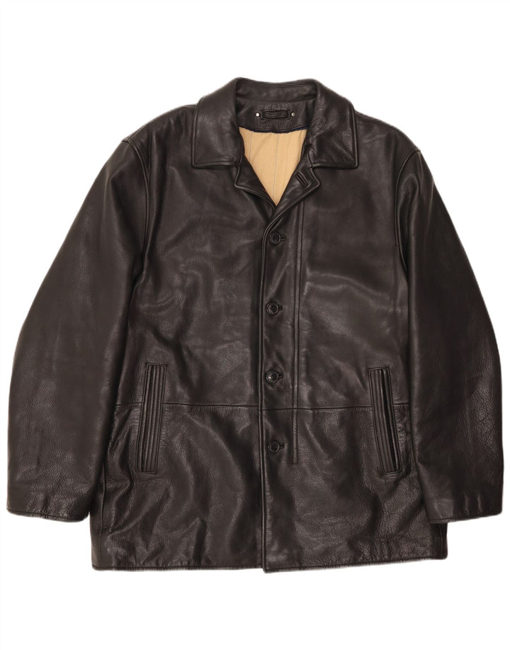 VINTAGE Mens Leather Jacket UK 46 3XL Black Leather