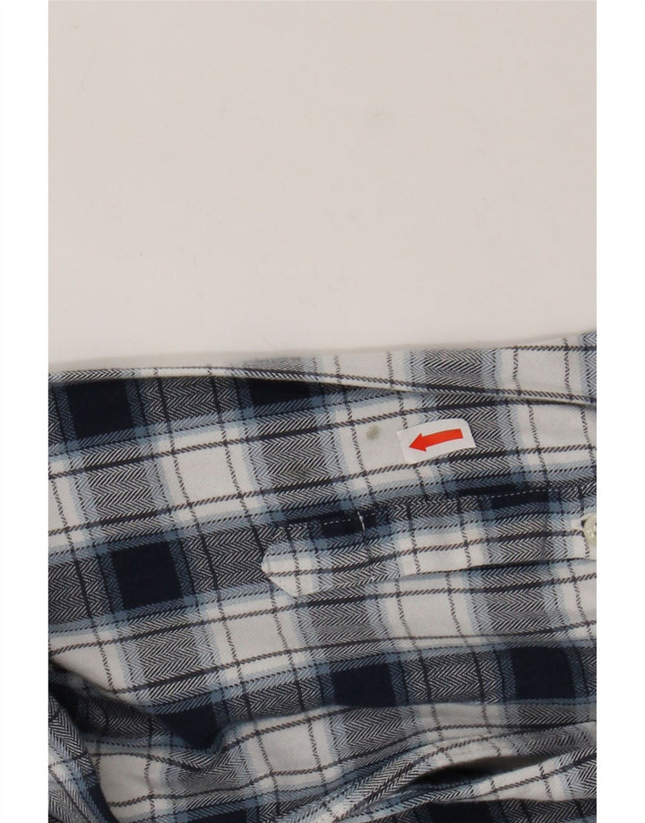 REISS Mens Regular Fit Flannel Shirt XL Navy Blue Check Cotton