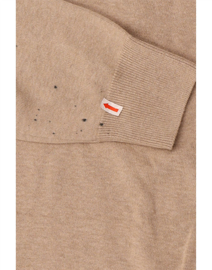 Marks & Spencer Mens Crew Neck Jumper Sweater Medium Beige Cotton
